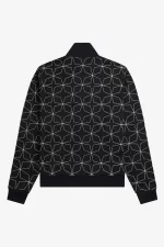 Fred Perry Geometric Print Men’s Track Jackets Black PQUJO2649