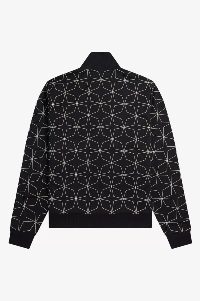 Fred Perry Geometric Print Men’s Track Jackets Black PQUJO2649