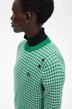 Fred Perry Gingham Women’s Jumper Green TBKZG5376