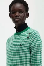 Fred Perry Gingham Women’s Jumper Green TBKZG5376