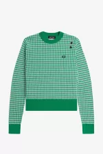 Fred Perry Gingham Women’s Jumper Green TBKZG5376