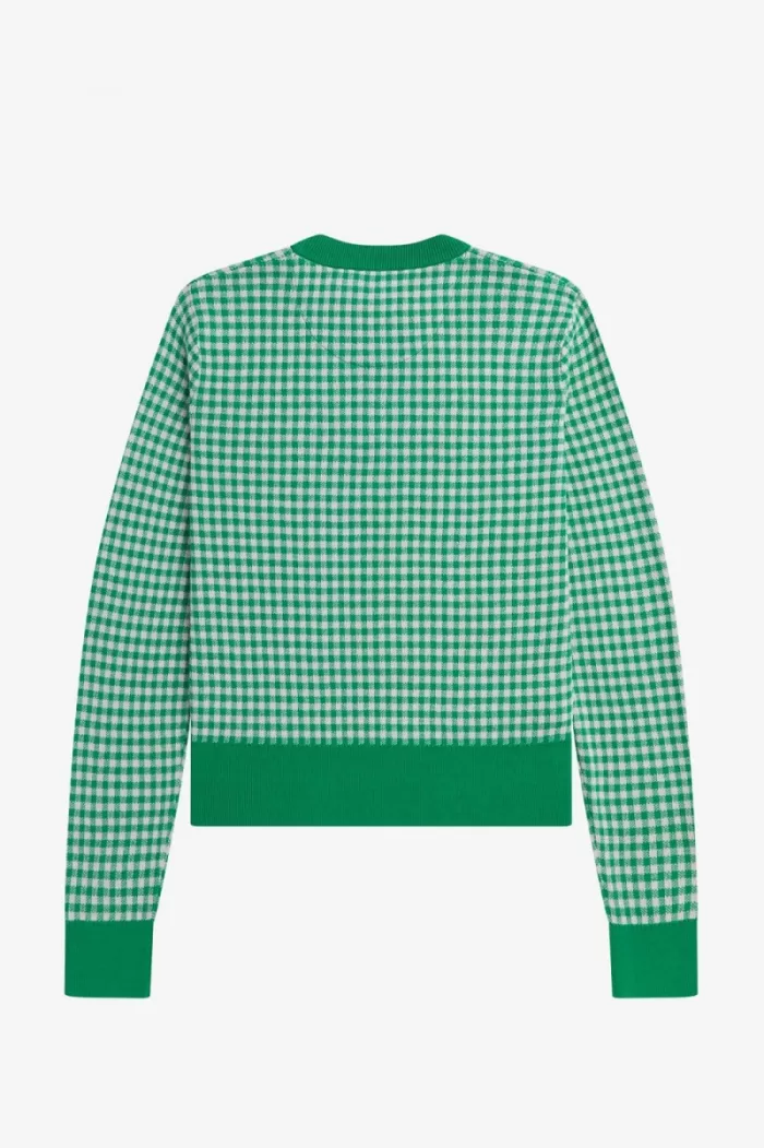 Fred Perry Gingham Women’s Jumper Green TBKZG5376