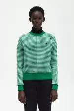 Fred Perry Gingham Women’s Jumper Green TBKZG5376