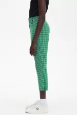 Fred Perry Gingham Women’s Pants Green BQUSC7819