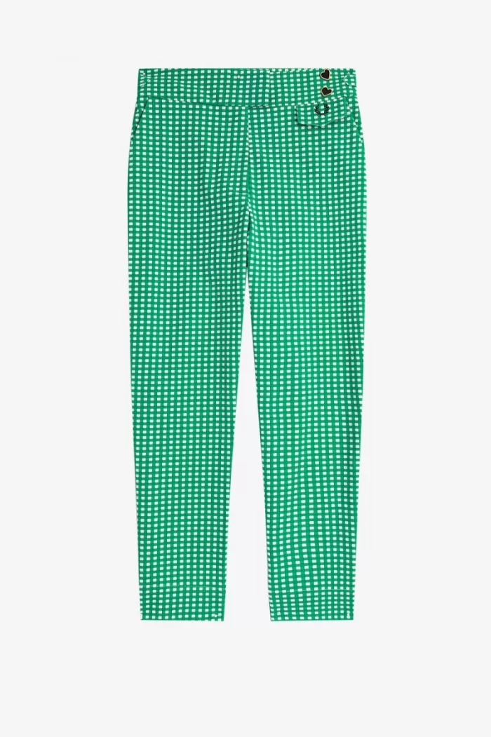 Fred Perry Gingham Women’s Pants Green BQUSC7819