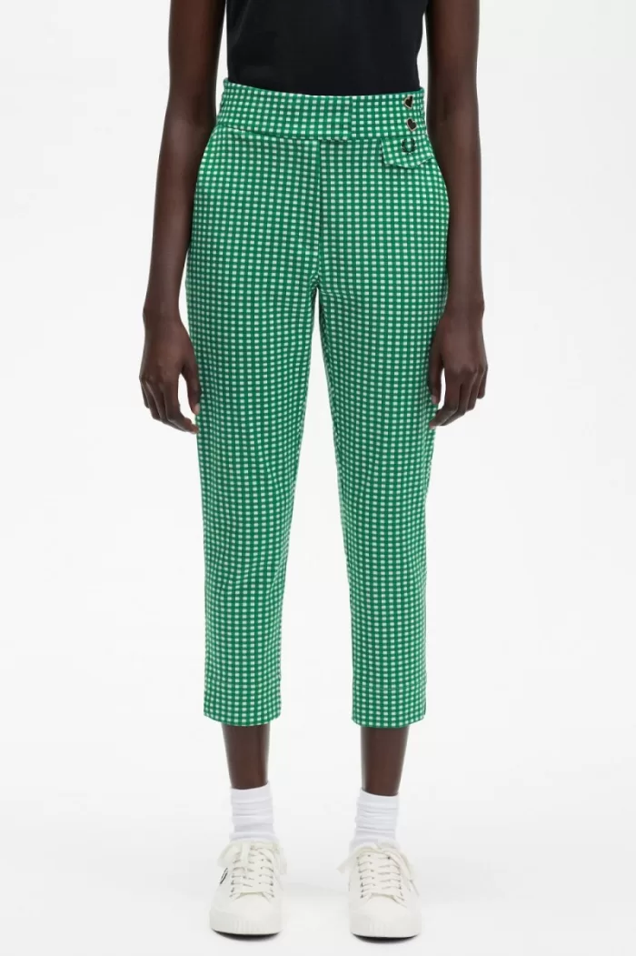 Fred Perry Gingham Women’s Pants Green BQUSC7819