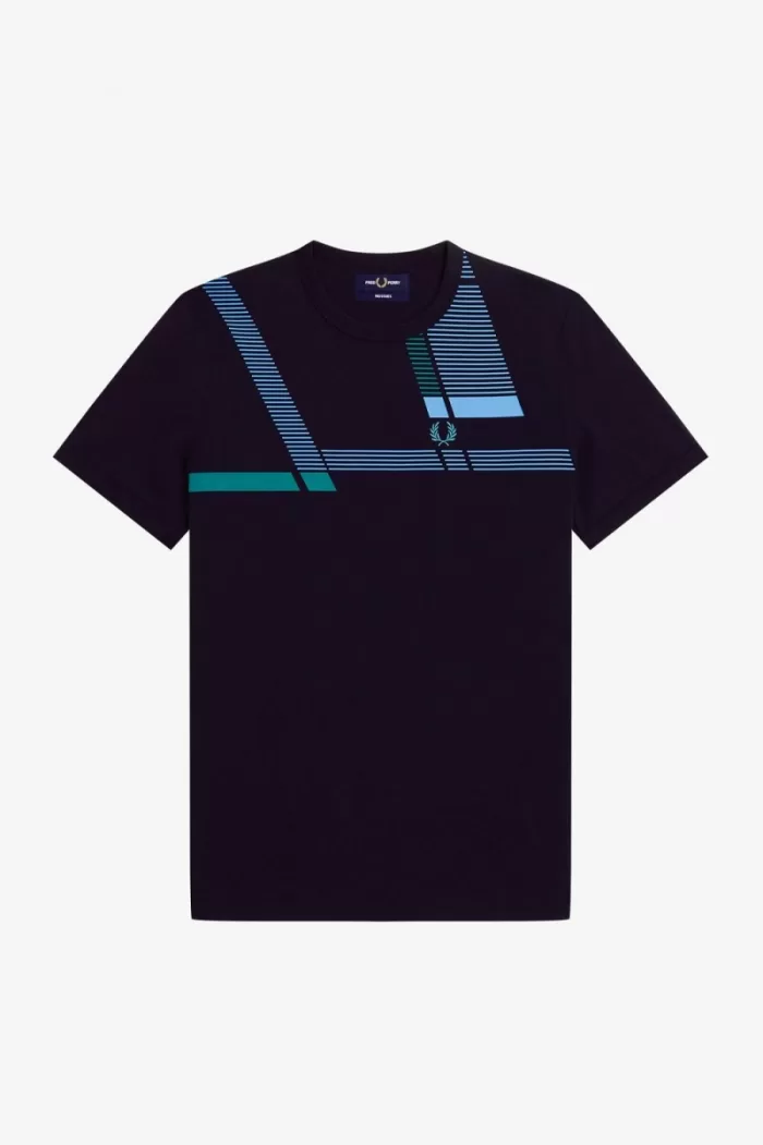 Fred Perry Glitch Print Men’s T-Shirt Navy HRIEG9562