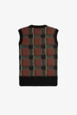 Fred Perry Glitch Tartan Knitted Women’s Tanks Whisky Brown SPNDB5312