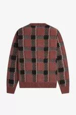 Fred Perry Glitch Tartan Men’s Cardigan Whisky Brown NSGJZ2403