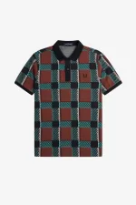 Fred Perry Glitch Tartan Men’s Polo Shirt Whisky Brown XIKEF2148