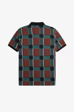 Fred Perry Glitch Tartan Men’s Polo Shirt Whisky Brown XIKEF2148