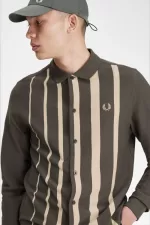 Fred Perry Gradient Stripe Long Sleeve Men’s Polo Shirt Field Green HDTZP8621