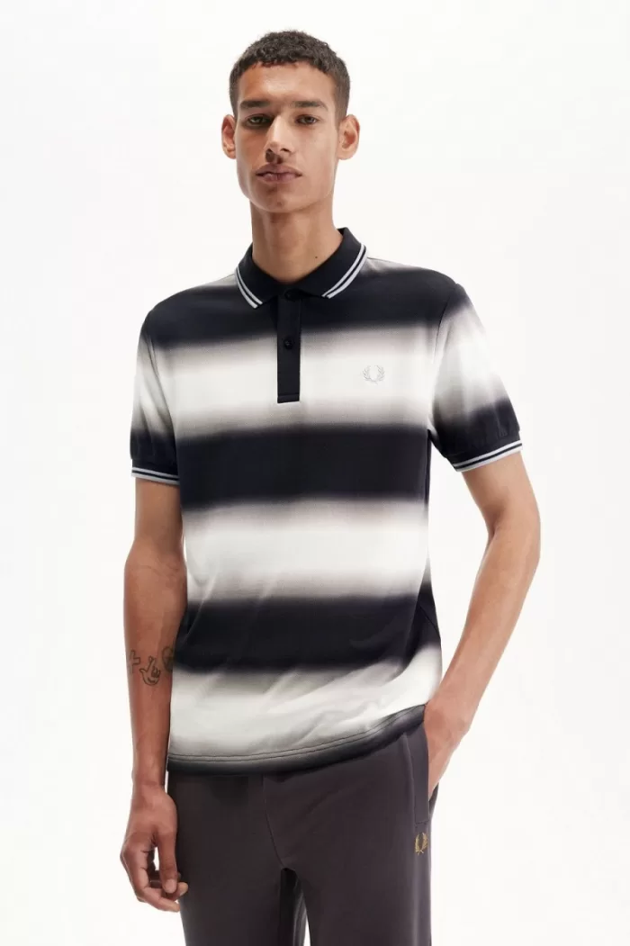 Fred Perry Gradient Stripe Men’s Polo Shirt Snow White IRLAF3801