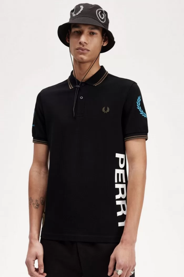 Fred Perry Graphic Branded Men’s Polo Shirt Black XBADC6879