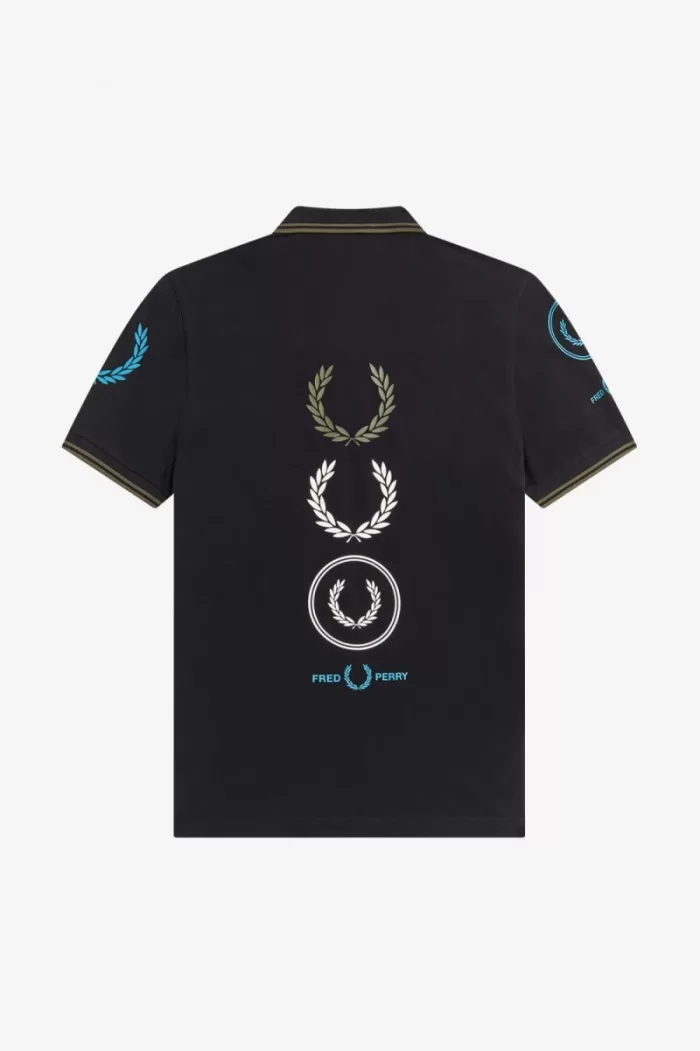 Fred Perry Graphic Branded Men’s Polo Shirt Black XBADC6879