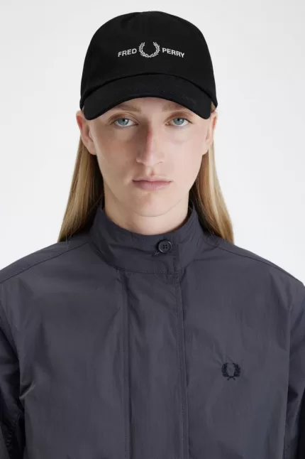 Fred Perry Graphic Branded Twill Men’s Caps Black Warm Grey AOQSY1075