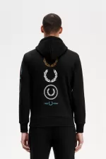 Fred Perry Graphic Branding Hooded Men’s Sweatshirts Black ZYFCO7235