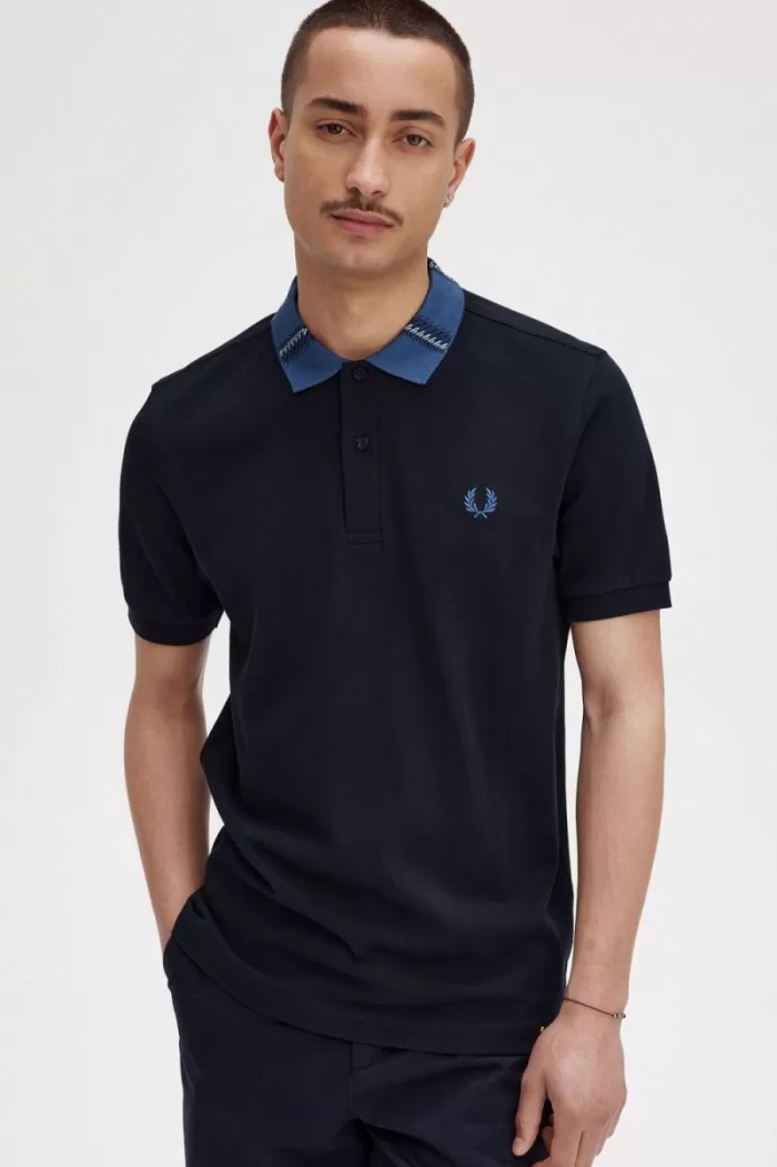 Fred Perry Graphic Collar Men’s Polo Shirt Navy EHMRG2956