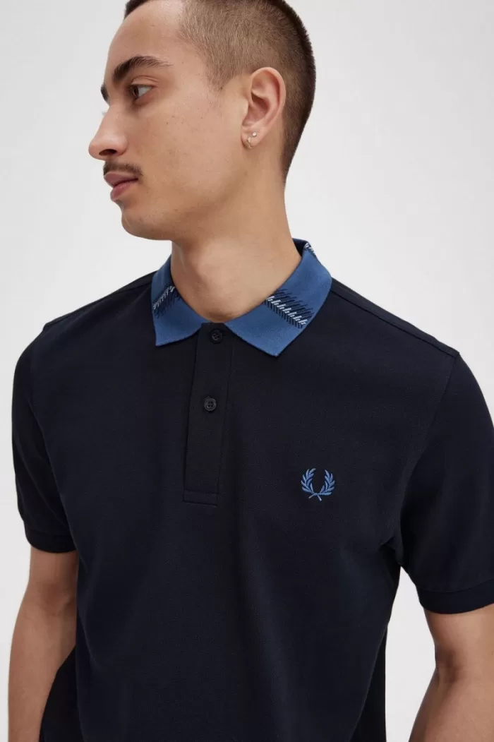 Fred Perry Graphic Collar Men’s Polo Shirt Navy EHMRG2956