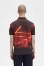 Fred Perry Graphic Print Men’s Shirt Stadium Red UKQNX1037