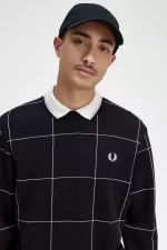 Fred Perry Grid Detail Men’s Sweatshirts Black RJFDA5273