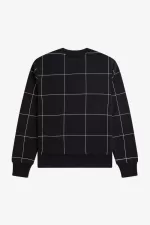 Fred Perry Grid Detail Men’s Sweatshirts Black RJFDA5273