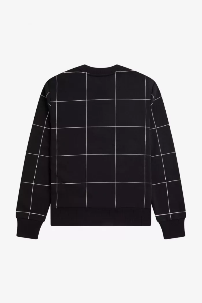 Fred Perry Grid Detail Men’s Sweatshirts Black RJFDA5273