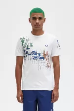 Fred Perry Grid Print Men’s T-Shirt Snow White NCOWG1024