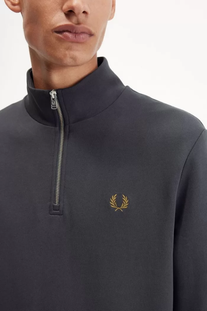 Fred Perry Half Zip Men’s Sweatshirts Anchor Grey Dark Coffee POLXB5109