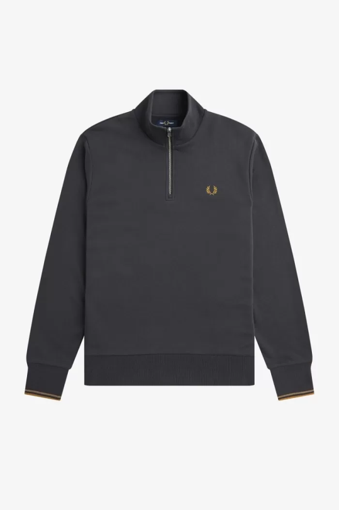 Fred Perry Half Zip Men’s Sweatshirts Anchor Grey Dark Coffee POLXB5109