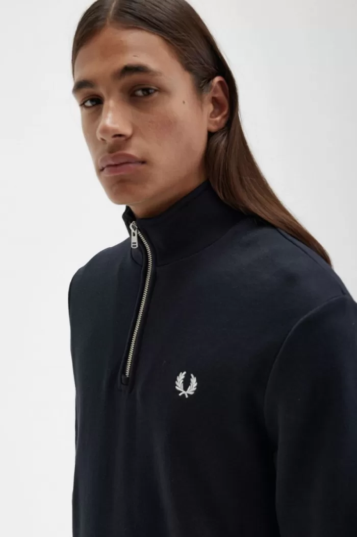 Fred Perry Half Zip Men’s Sweatshirts Black LXZRO6421