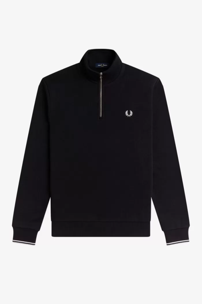 Fred Perry Half Zip Men’s Sweatshirts Black LXZRO6421