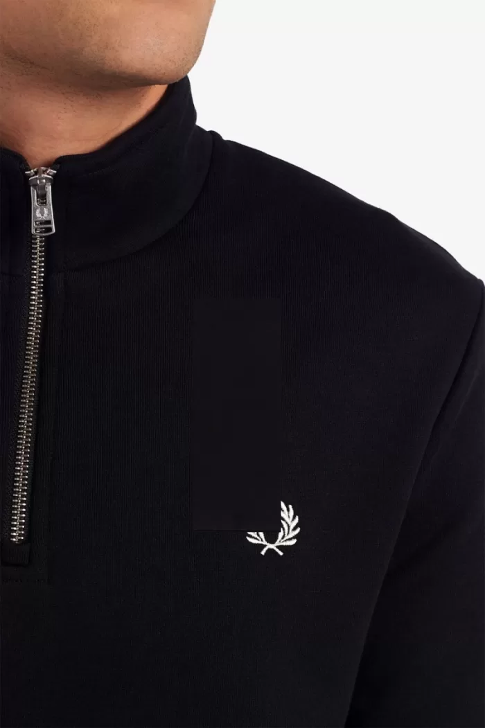 Fred Perry Half Zip Men’s Sweatshirts Black LXZRO6421