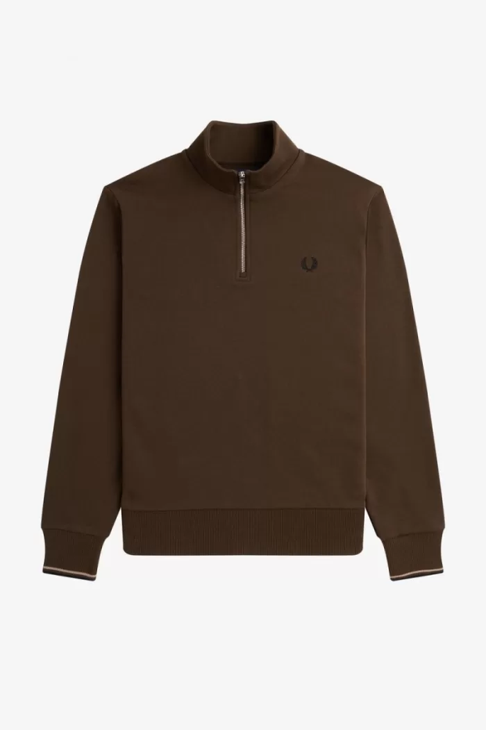 Fred Perry Half Zip Men’s Sweatshirts Burnt Tobacco FZWOX2910