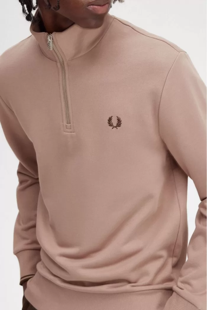 Fred Perry Half Zip Men’s Sweatshirts Dark Pink SMKLT6203