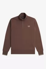 Fred Perry Half Zip Men’s Sweatshirts Dark Red Warm Grey LZGQO2318