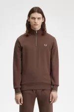 Fred Perry Half Zip Men’s Sweatshirts Dark Red Warm Grey LZGQO2318