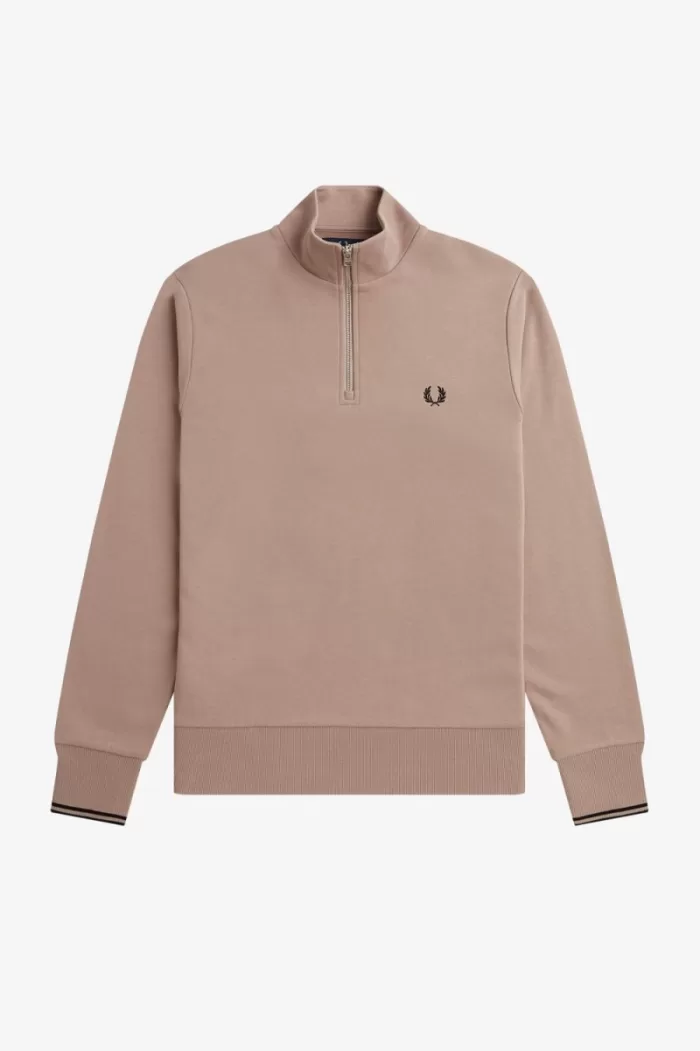 Fred Perry Half Zip Men’s Sweatshirts Dark Pink Black DMXLP6579