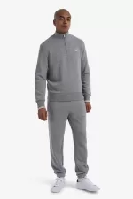 Fred Perry Half Zip Men’s Sweatshirts Grey QORWK5897