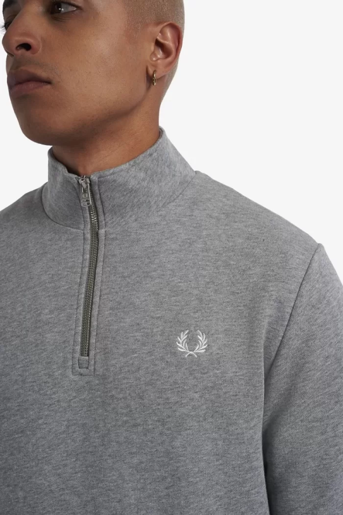 Fred Perry Half Zip Men’s Sweatshirts Grey QORWK5897