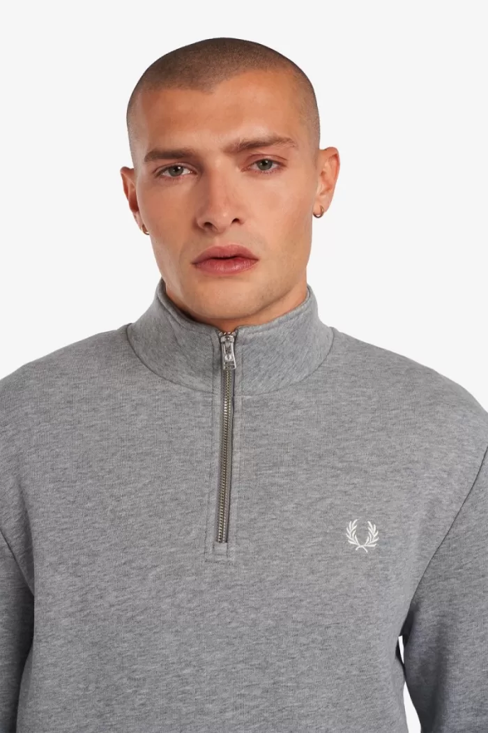 Fred Perry Half Zip Men’s Sweatshirts Grey QORWK5897