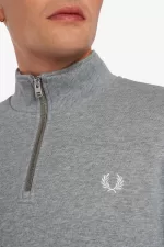 Fred Perry Half Zip Men’s Sweatshirts Grey QORWK5897