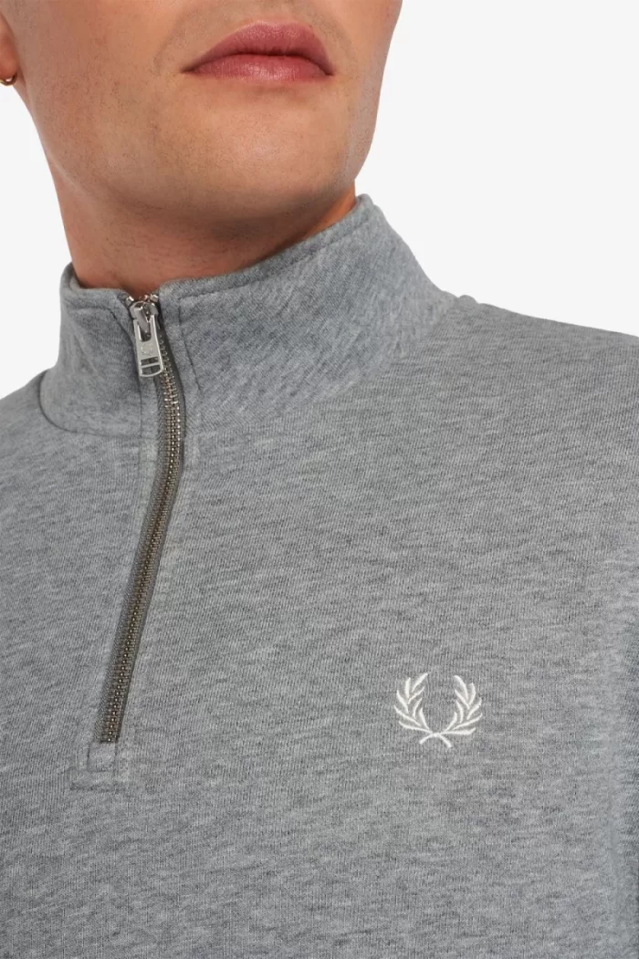 Fred Perry Half Zip Men’s Sweatshirts Grey QORWK5897