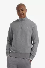 Fred Perry Half Zip Men’s Sweatshirts Grey QORWK5897