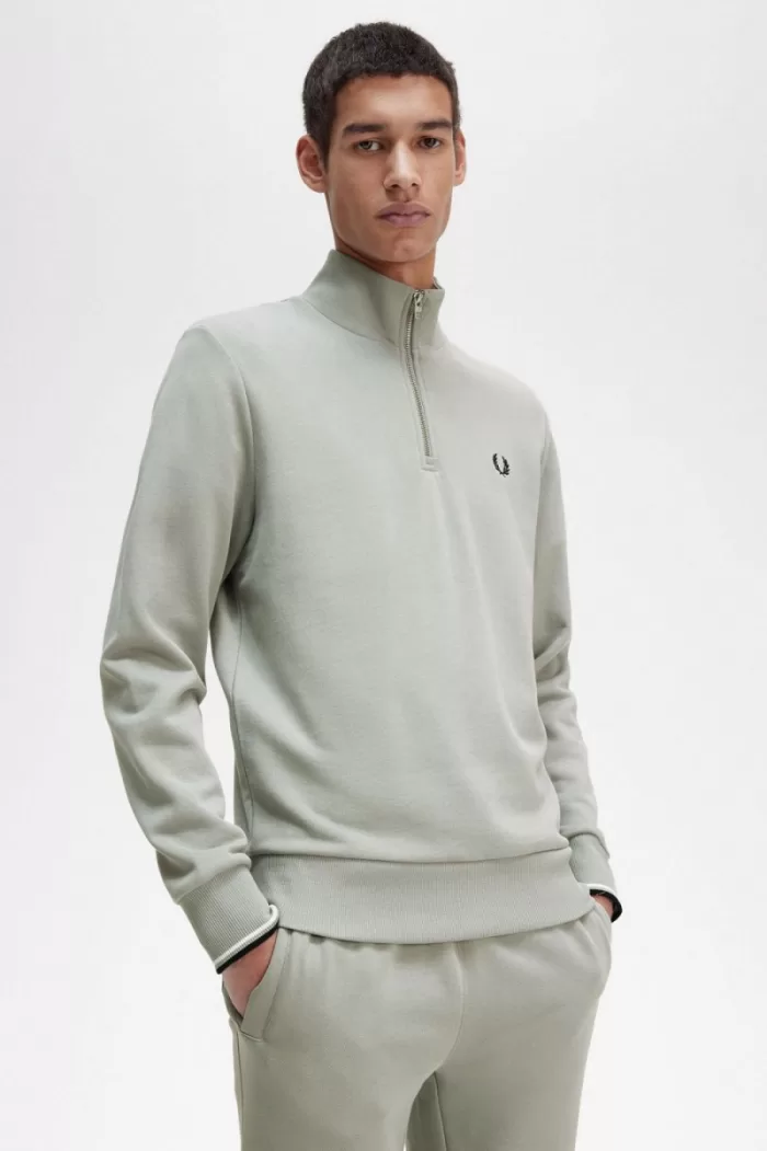 Fred Perry Half Zip Men’s Sweatshirts Grey XBKPH6438