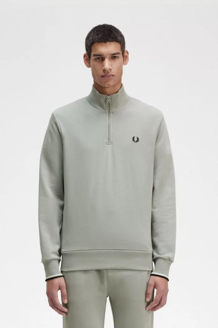 Fred Perry Half Zip Men’s Sweatshirts Grey XBKPH6438