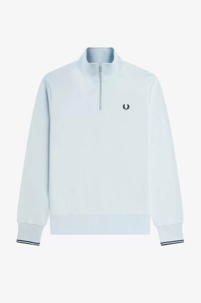 Fred Perry Half Zip Men’s Sweatshirts Light Aqua EOFSB7103