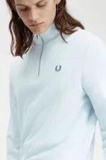 Fred Perry Half Zip Men’s Sweatshirts Light Aqua Midnight Blue QMWVD5136