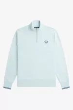 Fred Perry Half Zip Men’s Sweatshirts Light Aqua Midnight Blue QMWVD5136