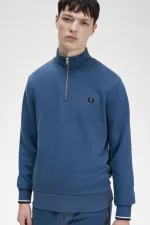 Fred Perry Half Zip Men’s Sweatshirts Midnight Blue ZXGWN0631